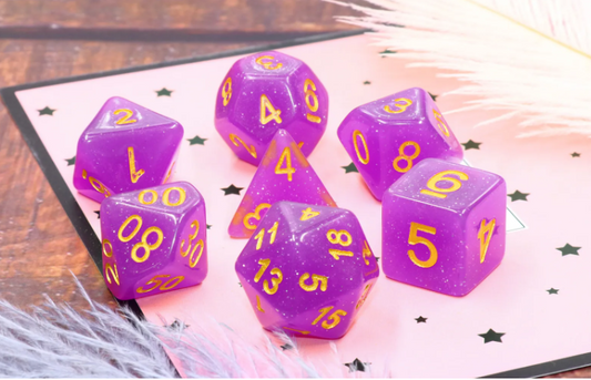 Resin Purple & White Glitter Dice