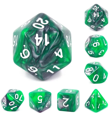 Acrylic Green & Silver Blend Dice
