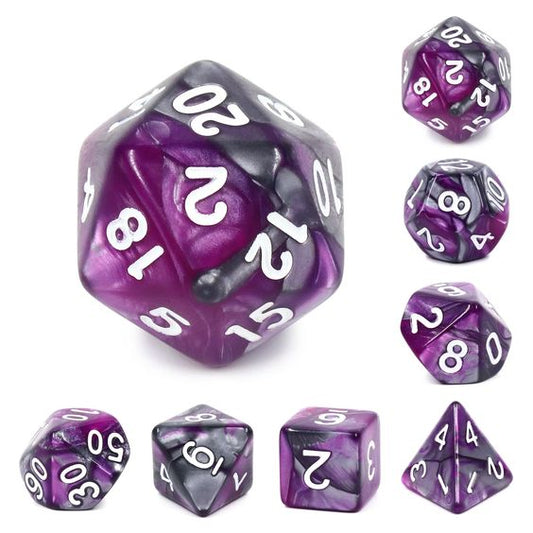 Acrylic Purple & Silver Blend Dice