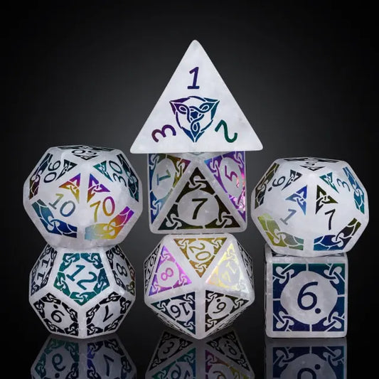 Rainbow White Quartz Dice
