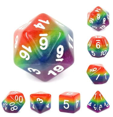 Resin Rainbow Glitter Dice
