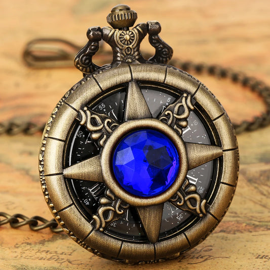 Compass Design Gemstone Pocketwatch