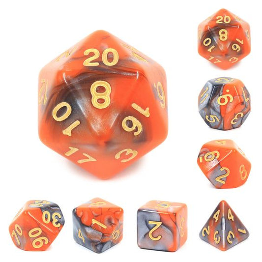 Acrylic Orange & Silver Blend Dice
