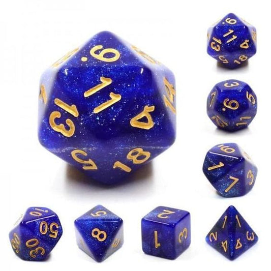 Acrylic Blue & Black Galaxy Dice