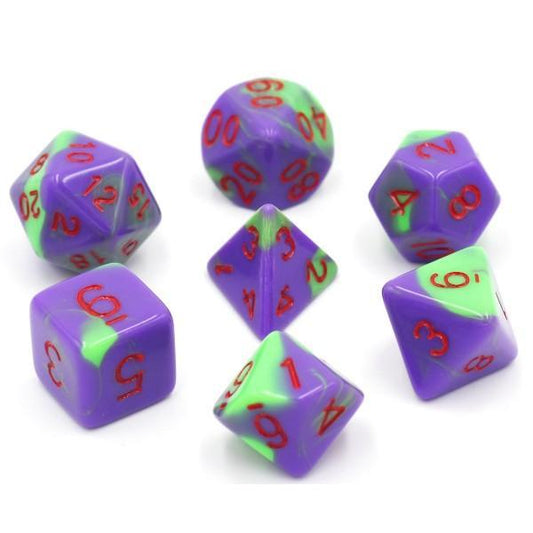 Acrylic Blend Purple & Green Dice